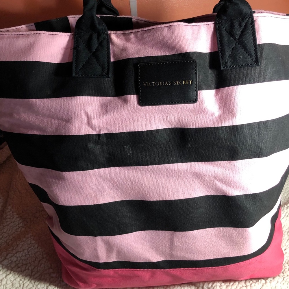 VS Pink Striped Tote Bag